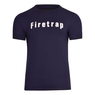 Mens Firetrap T-Shirt Designer Branded Chest Logo Short Sleeve Casual Cotton Black Red Sky Blue White Navy S M L XL XXL