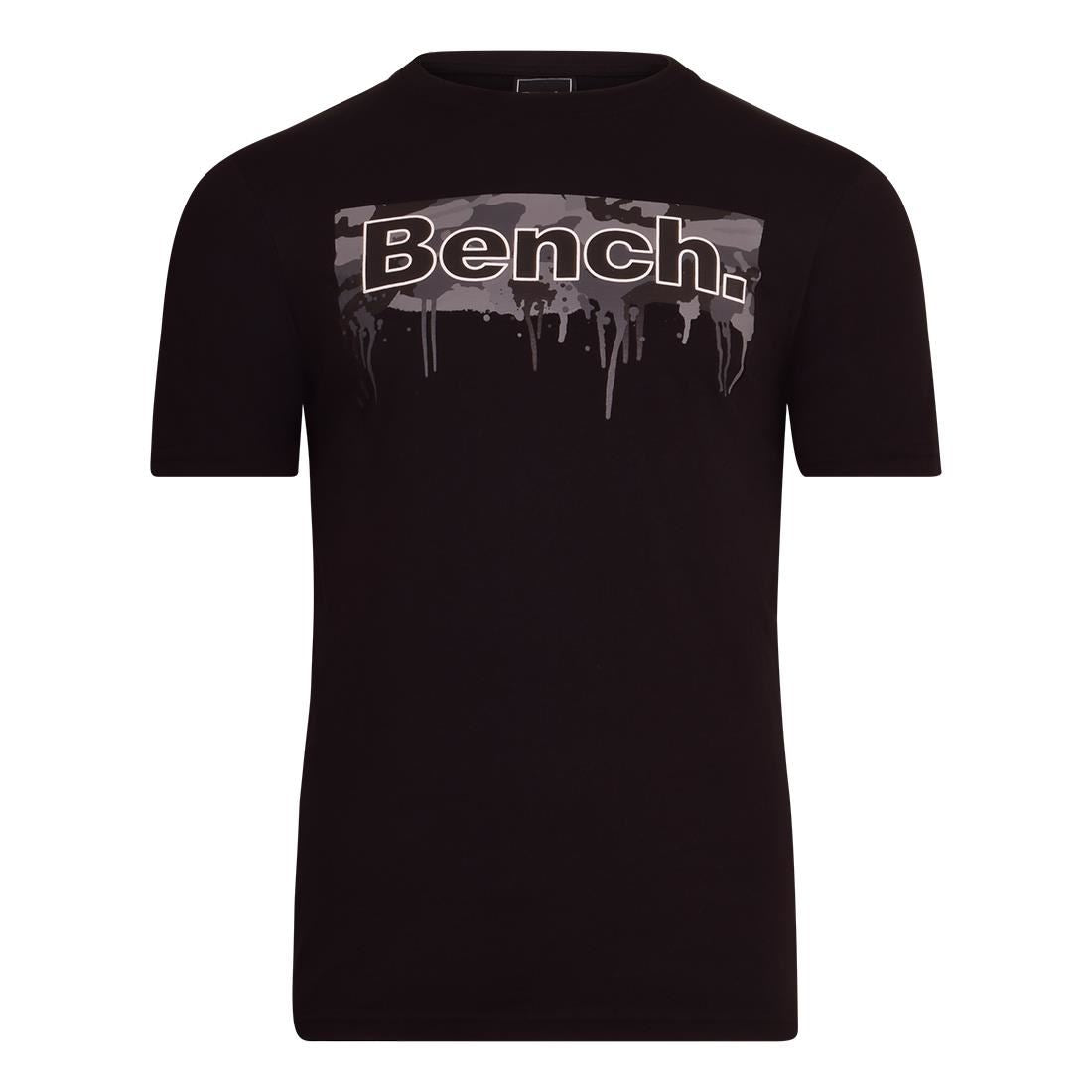 Bench Mens Crew Neck T Shirt Camo Drip Design 100% Cotton Designer Logo Short Sleeves Casual Top