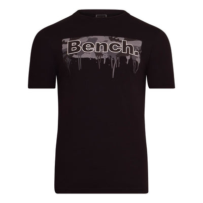 Bench Mens Crew Neck T Shirt Camo Drip Design 100% Cotton Designer Logo Short Sleeves Casual Top