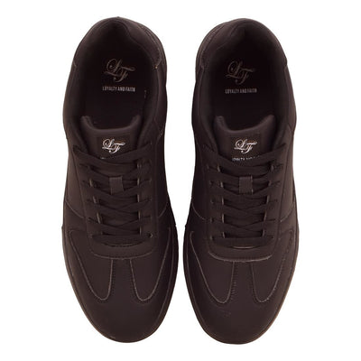 Loyalty And Faith Mens All Black Plain Low Lace Up Trainers Basic Casual Shoes Black Sole Ideal for Work, School, Everyday wear