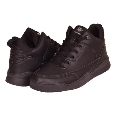 Loyalty And Faith Mens All Black Plain Trainers Lace Up Hi Top Trainers Lace Fastening Cushioned Black Sole Trainers