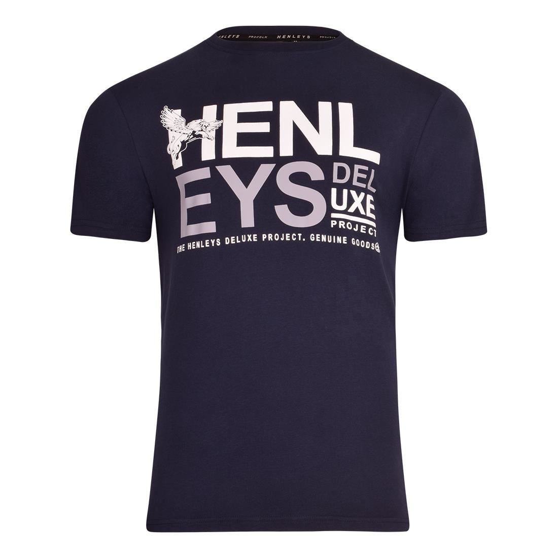 Henleys Mens Original Designer Classic Logo Crew Neck T Shirt Retro Summer Classic Breathable & Lightweight Ideal For Leisure & Summer