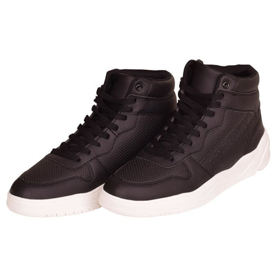 Crosshatch Mens High Top Plain Trainers Shoes Lace Up High Tops Ankle Boots with White Outer Sole