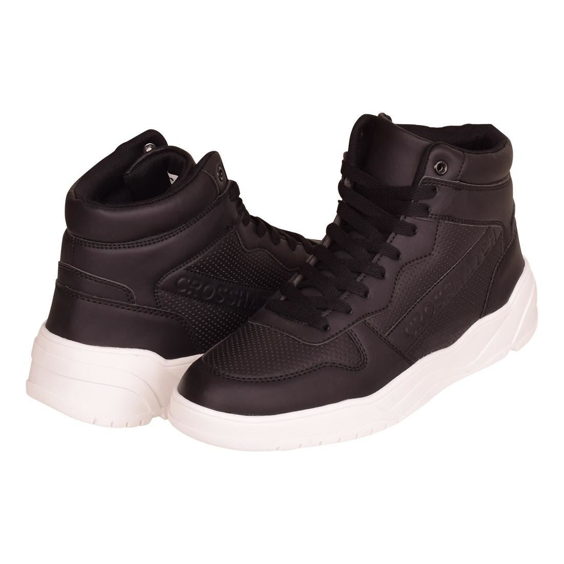 Crosshatch Mens High Top Plain Trainers Shoes Lace Up High Tops Ankle Boots with White Outer Sole