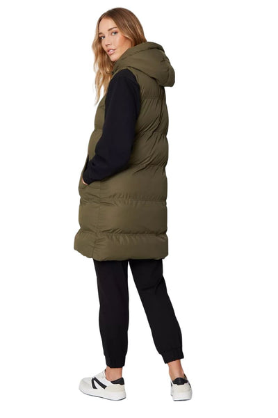 Spindle Womens Ladies Long Padded Hooded Gilet Jacket Sleeveless Bodywarmer with Side Pockets and Inner Pocket