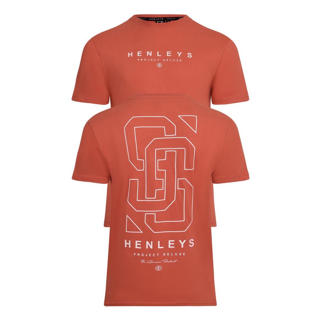 Henleys Mens Original Front and Back Logo Designer Crew Neck T Shirt Short Sleeve Casual Men's Tops Large Back Print