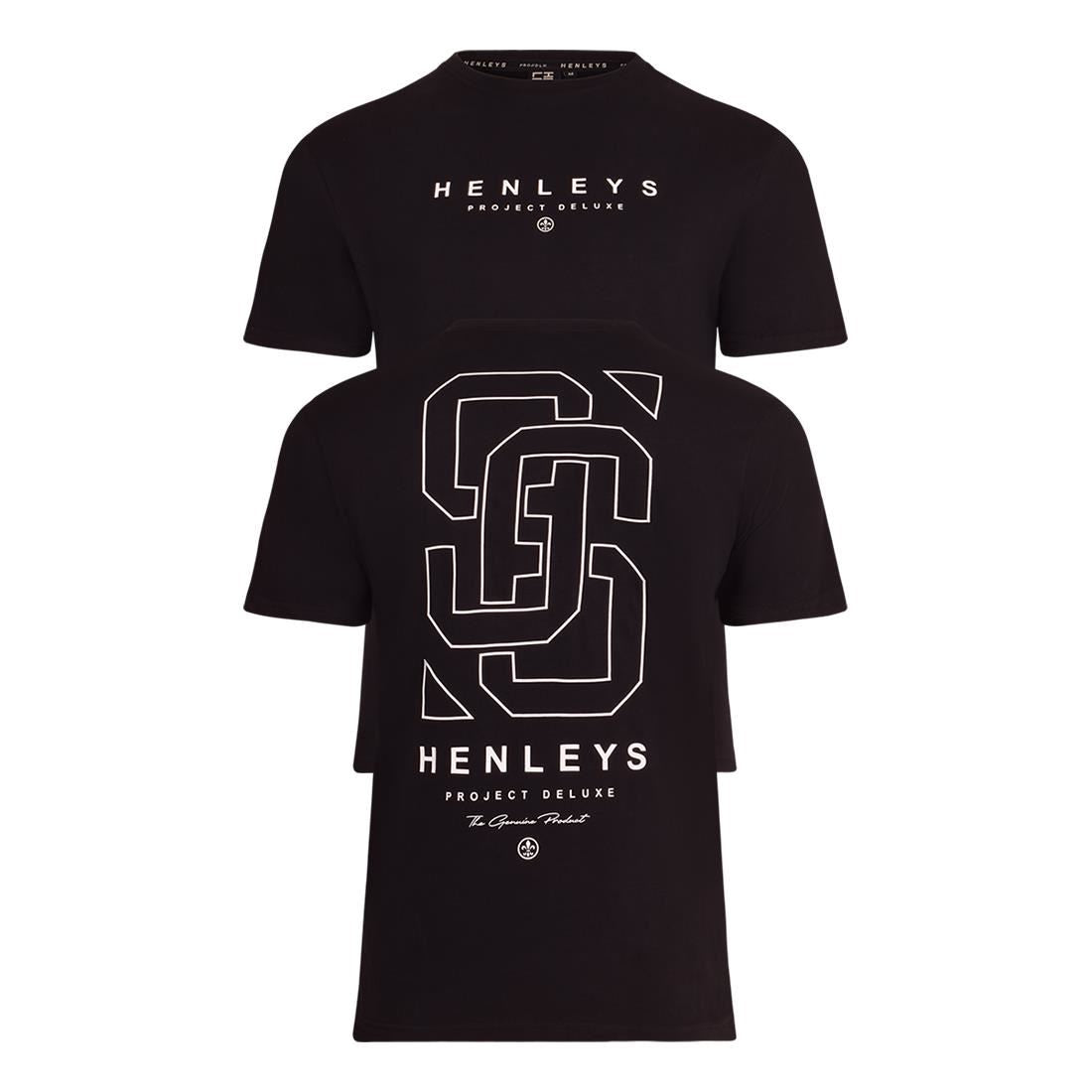 Henleys Mens Original Front and Back Logo Designer Crew Neck T Shirt Short Sleeve Casual Men's Tops Large Back Print