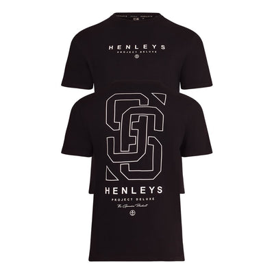 Henleys Mens Original Front and Back Logo Designer Crew Neck T Shirt Short Sleeve Casual Men's Tops Large Back Print