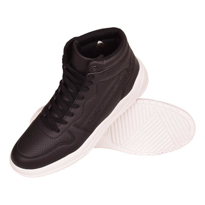 Crosshatch Mens High Top Plain Trainers Shoes Lace Up High Tops Ankle Boots with White Outer Sole