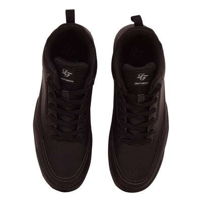 Loyalty And Faith Mens All Black Plain Trainers Lace Up Hi Top Trainers Lace Fastening Cushioned Black Sole Trainers