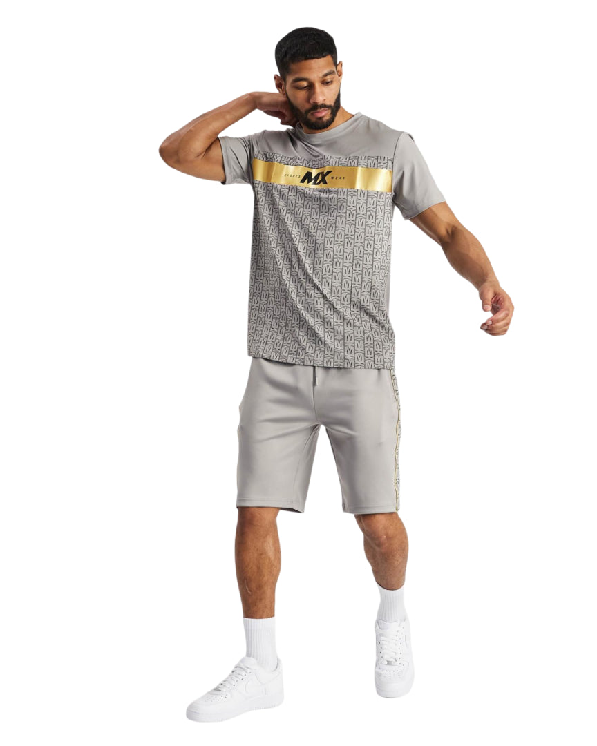 Mens Designer T Shirt + Short Set 2Pc Summer Short Sleeve Athletic Zip Pockets Tracksuit Set