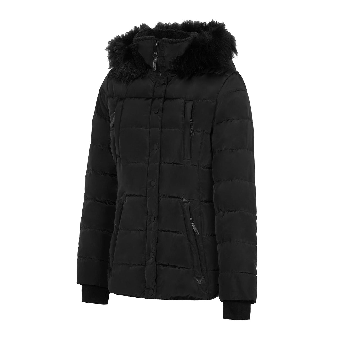 Spindle Womens Ladies Premium Quality Hooded Short Fur Parka Quilted Padded Puffer Coat | Zip Side Pockets | Luxurious Detachable Faux Fur on Hood