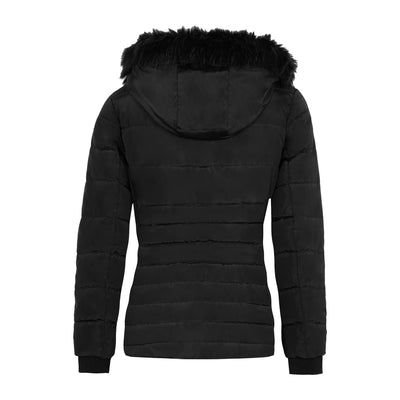 Spindle Womens Ladies Premium Quality Hooded Short Fur Parka Quilted Padded Puffer Coat | Zip Side Pockets | Luxurious Detachable Faux Fur on Hood