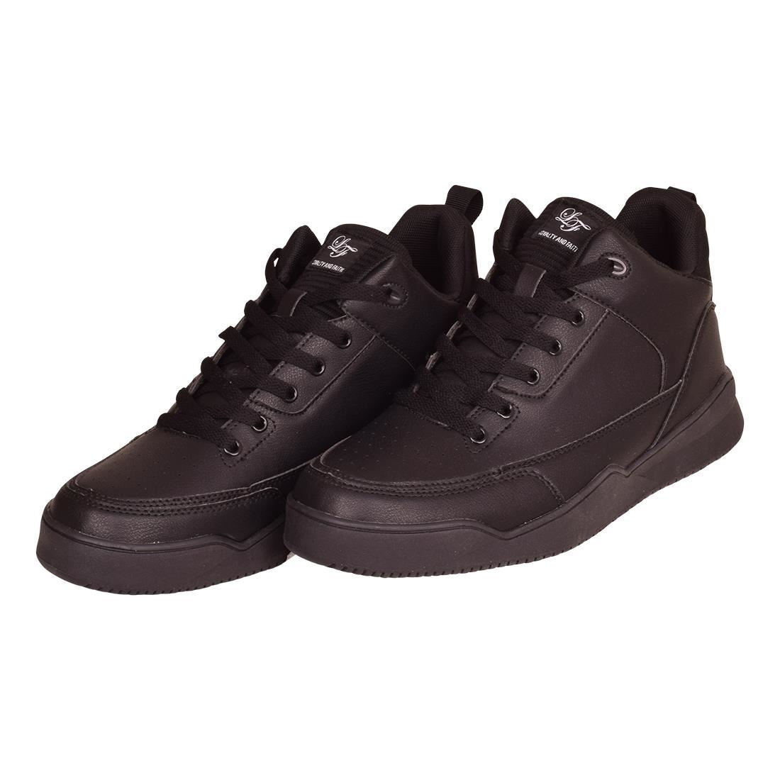 Loyalty And Faith Mens All Black Plain Trainers Lace Up Hi Top Trainers Lace Fastening Cushioned Black Sole Trainers