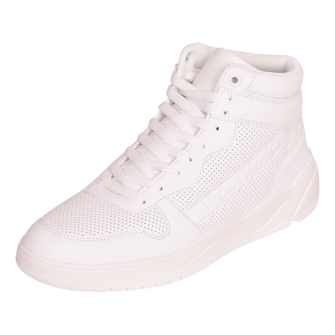 Crosshatch Mens High Top Plain Trainers Shoes Lace Up High Tops Ankle Boots with White Outer Sole