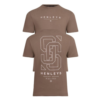 Henleys Mens Original Front and Back Logo Designer Crew Neck T Shirt Short Sleeve Casual Men's Tops Large Back Print