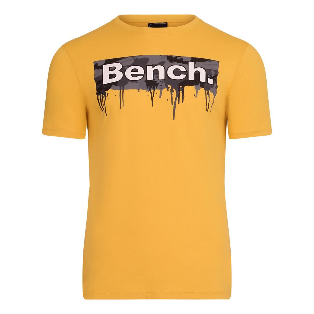 Bench Mens Crew Neck T Shirt Camo Drip Design 100% Cotton Designer Logo Short Sleeves Casual Top