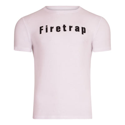 Mens Firetrap T-Shirt Designer Branded Chest Logo Short Sleeve Casual Cotton Black Red Sky Blue White Navy S M L XL XXL