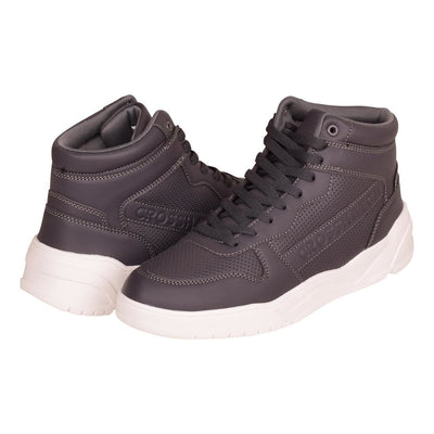 Crosshatch Mens High Top Plain Trainers Shoes Lace Up High Tops Ankle Boots with White Outer Sole