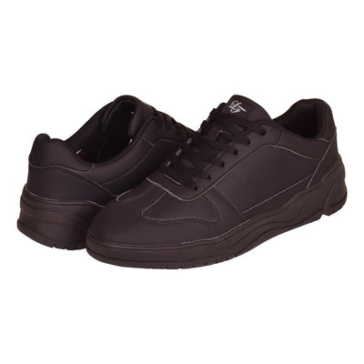 Loyalty And Faith Mens All Black Plain Low Lace Up Trainers Basic Casual Shoes Black Sole Ideal for Work, School, Everyday wear