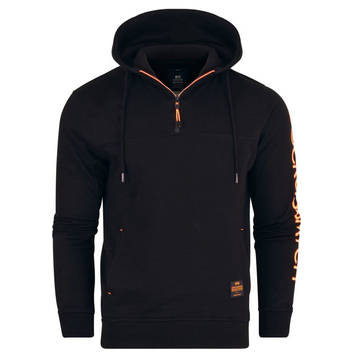 Crosshatch Mens 1 4 Quarter Zip Hoodie Fleece Sweatshirt Hooded Jumper Top Overhead Pullover