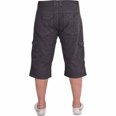 52_DNM Mens Heavy Duty Long Cotton Cargo Combat 3/4 Length Shorts Outdoor Casual Short Pockets